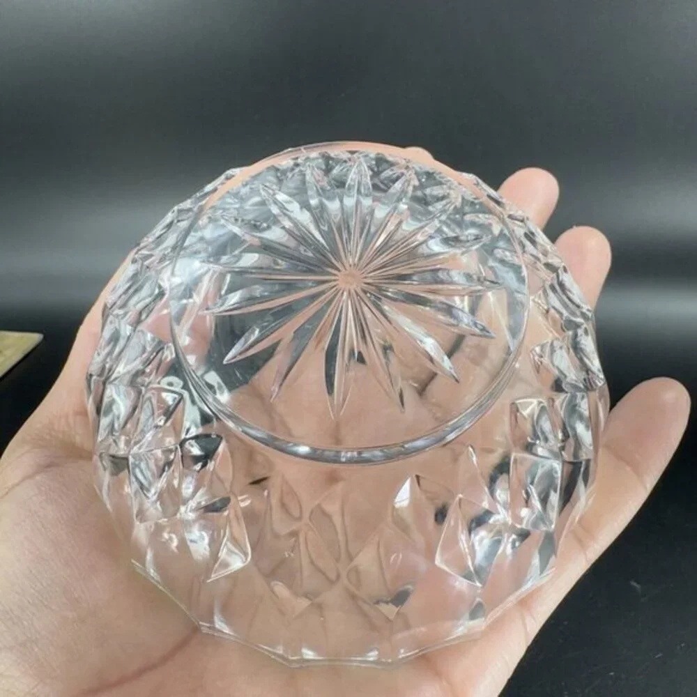 Val St. Lambert Crystal Clear Glass‎ Round Dish Bowl Signed On Bottom Vintage